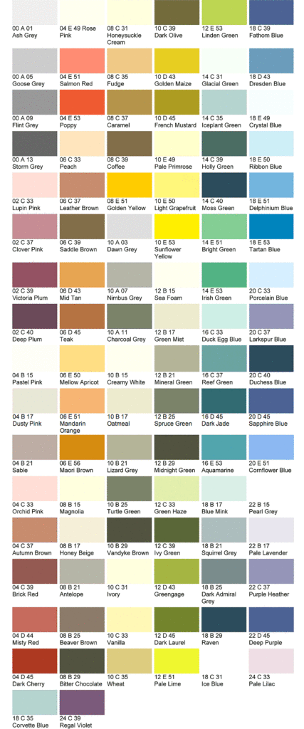 BS4800 Colour Chart - Trade Car Paints | Bulk Prices